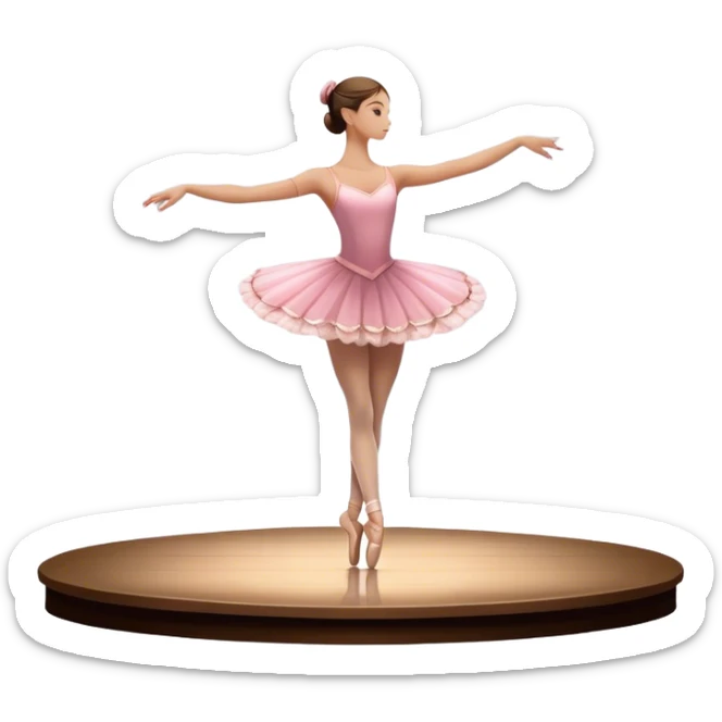 Icon for Ballet: a theater stage with silhouette of a ballerina in an elegant pose, surrounded by spotlight and stage lights. The icon should convey the grace and beauty of ballet, with focus on the dancer and the dramatic lighting. Transparent background. sticker