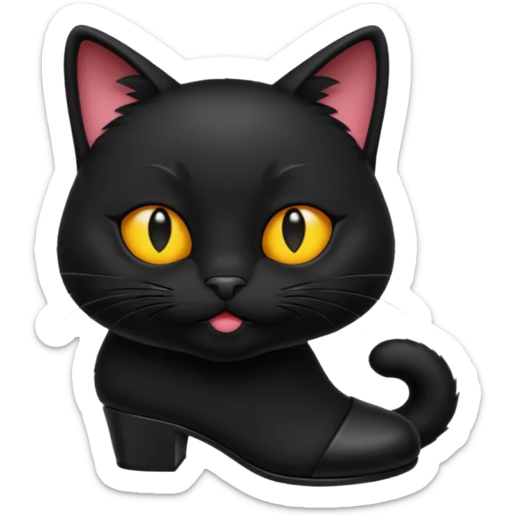 Black animal cat with nlack shoes and smellt emoji sticker