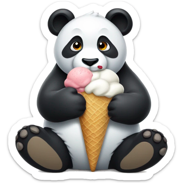 Panda eating ice cream sticker