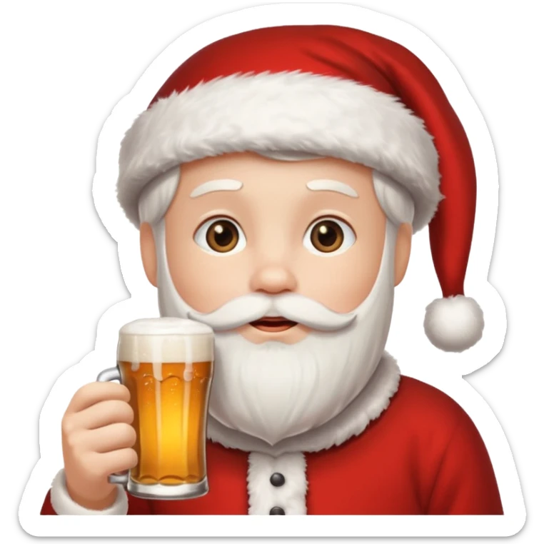 festive Christmas jul emoji featuring a person drinking beer, Scandinavian holiday theme, cozy and cheerful, traditional decorations sticker