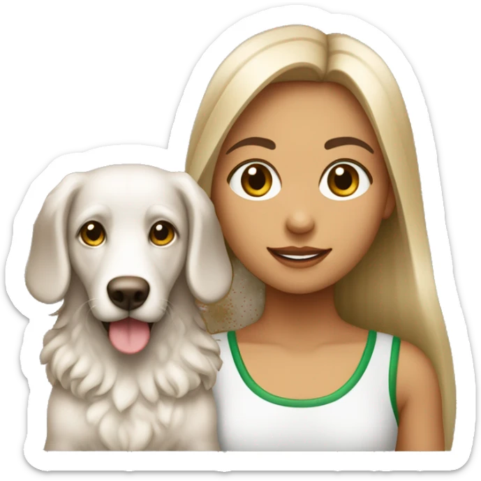  menina criança pele branca cabelo castanho olho verde e com um cachorro pequeno sticker