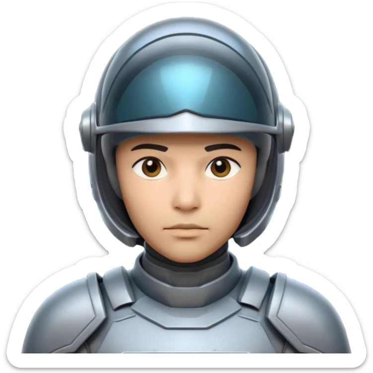 futuristic armored soldier human portrait, head and shoulders only, South Asian facial features, helmet visor, sci-fi armor details, 3D cartoon, mobile game icon style, clean background, no text, no watermark
 sticker