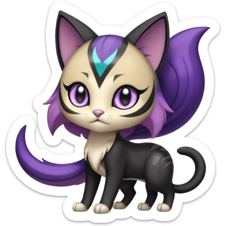 Meloetta-Purrloin-Pokémon-Fakémon-fusion-hybrid-creature sticker