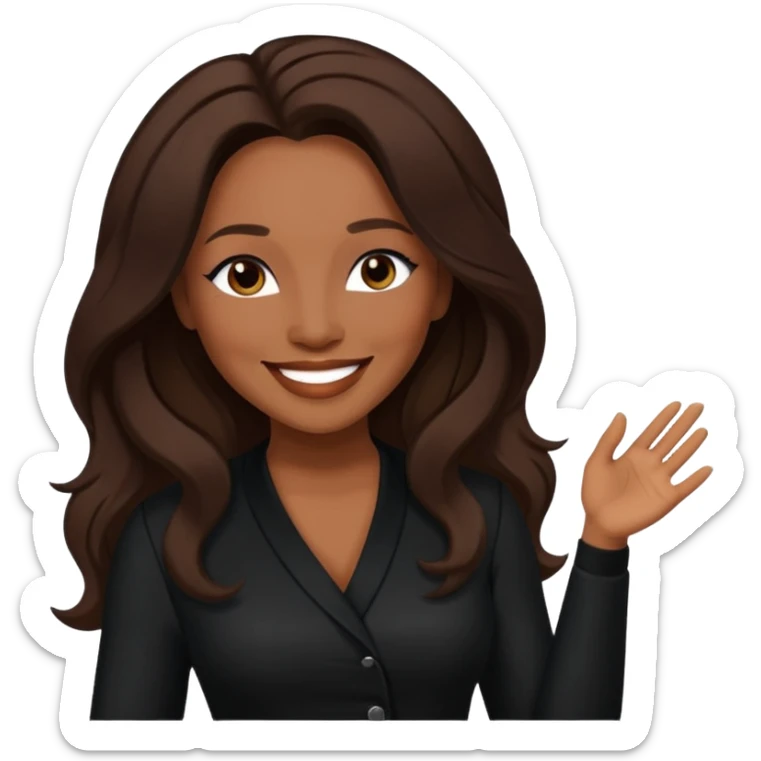 Vesta Williams, R&B Singer with long dark brown hair, black outfit sticker