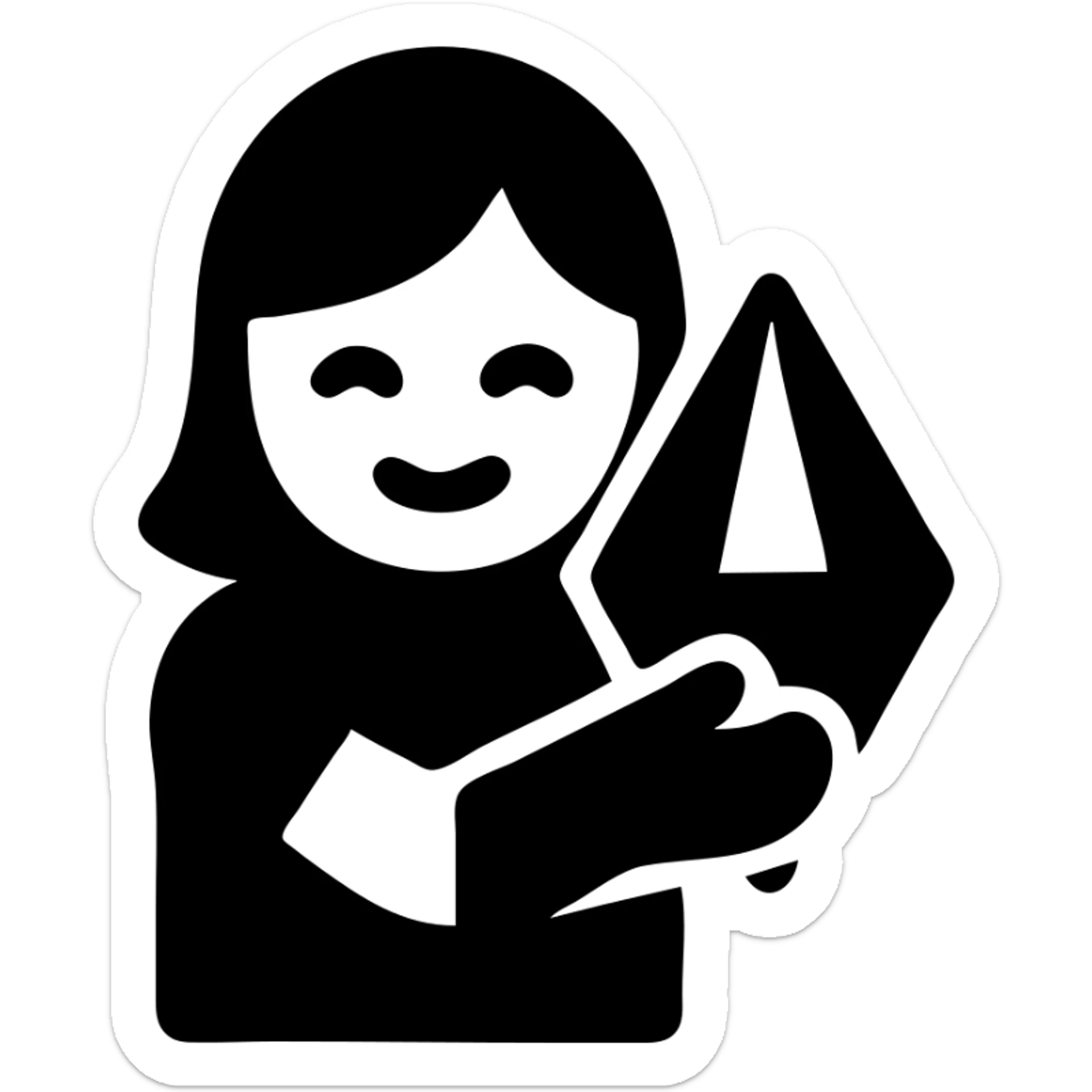 blond girl hugging a plumbob, icon style, filled shapes, soft color palette, friendly and approachable sticker