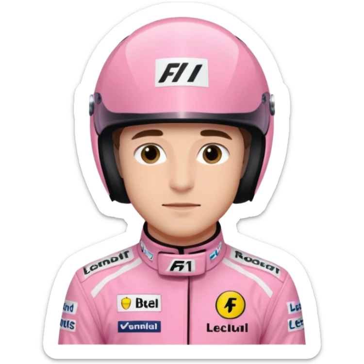 Illustration of Charles Leclerc in pink F1 racing suit sticker