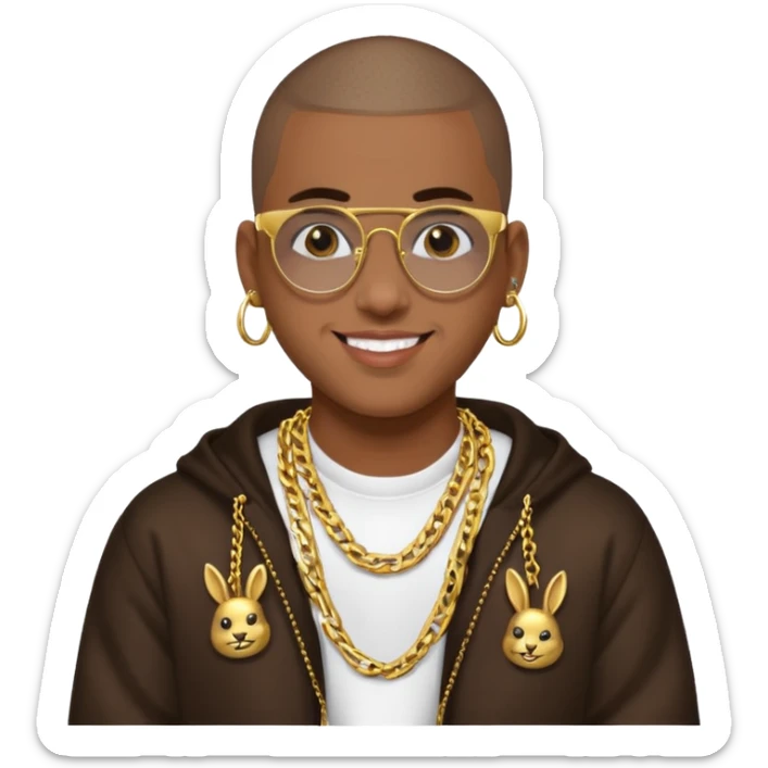 An emoji of Bad Bunny, the superstar from Puerto Rico. The singer. sticker