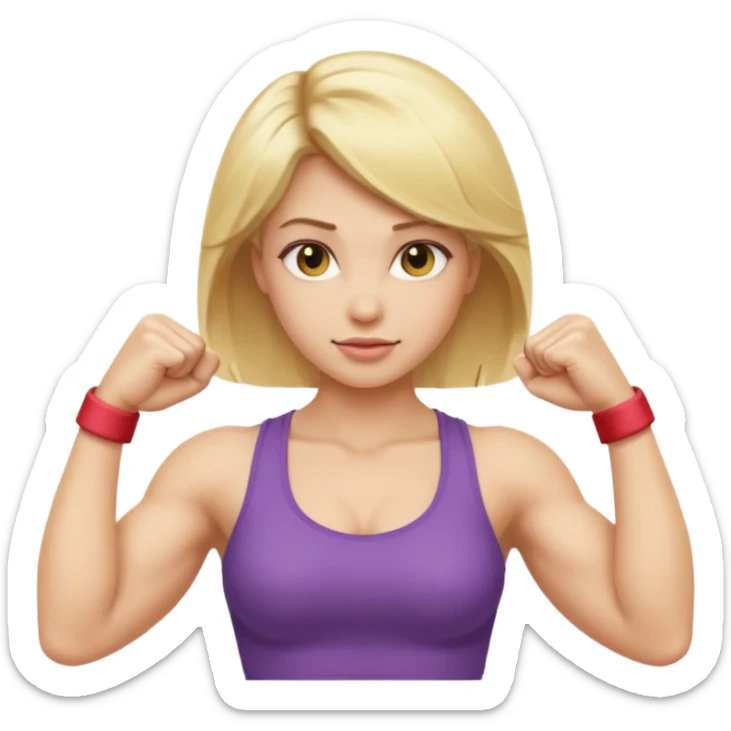 blonde long straight hair young women show biceps emoji sticker