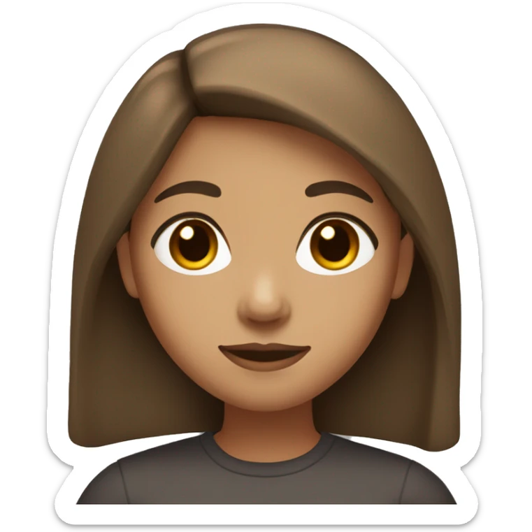 A light brown skin girl with brown hair of shoulder length and Asian eyes sticker