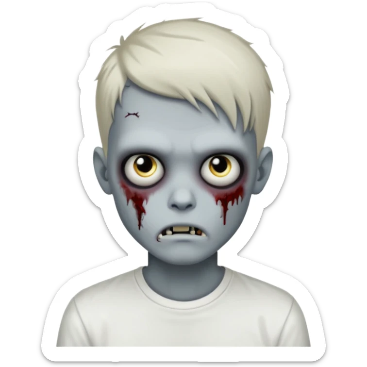 zombie boy with emo hair and white shirt sticker