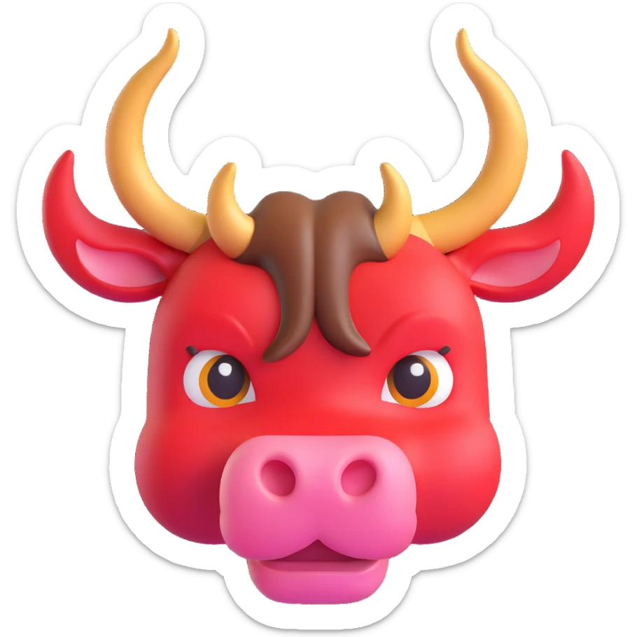 bull emoji with large horns in 3D style sticker