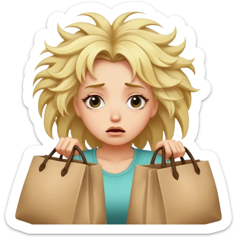 Crazy hair Tired blonde girl with sleepless bags sticker