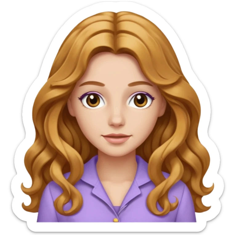 Rachel Bryant from Summer of Fear with long golden brown wavy hair, lavender outfit sticker