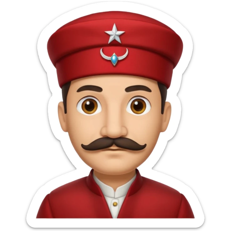 I want an emoji of a turkish man with a mustache with him wearing the traditional red thing on top of their head sticker