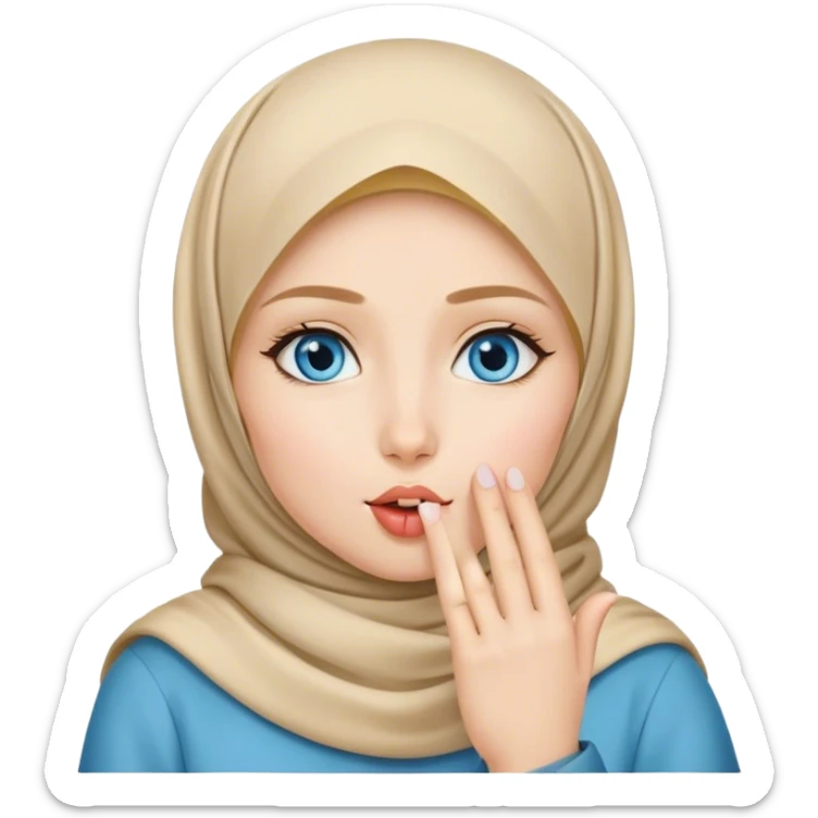 Hijab Girl with blond hair blue eyes beautiful finish and sending lovely kisses  sticker