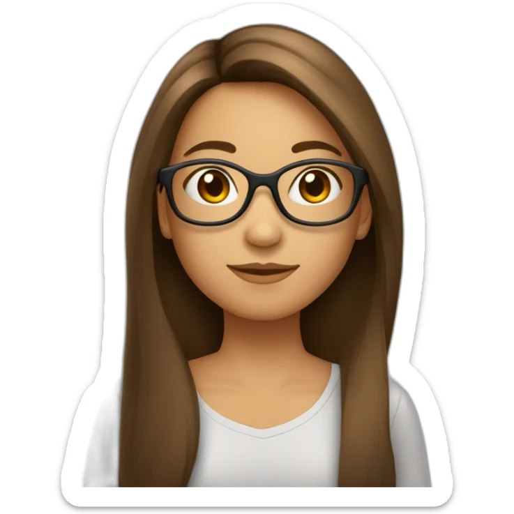 Une fille de 14 ans cheveux brun et mis long lisse avec lunettes ronde  sticker
