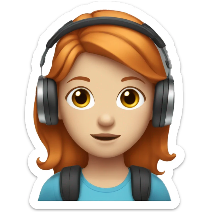 girl with ginger hair with blue eyes and headphones  sticker