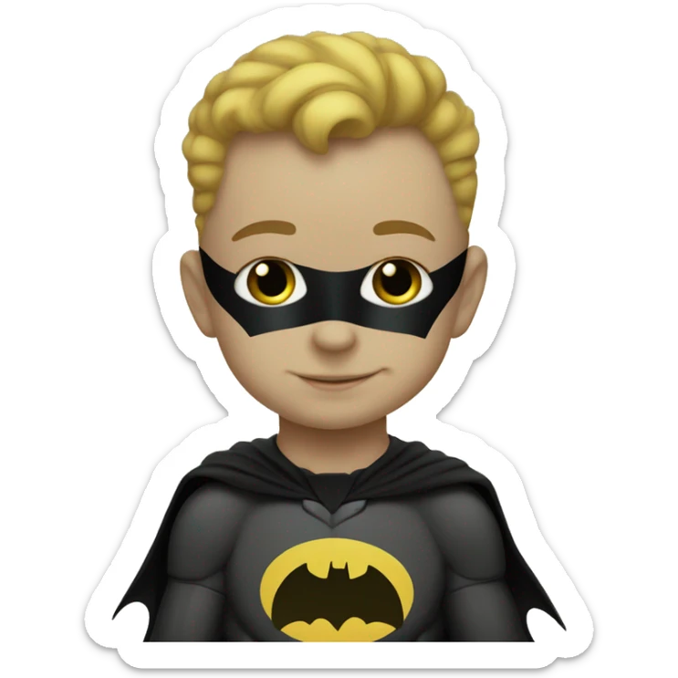  Baby cartoon Batman with 6 small size, yellow color hearts around him sticker