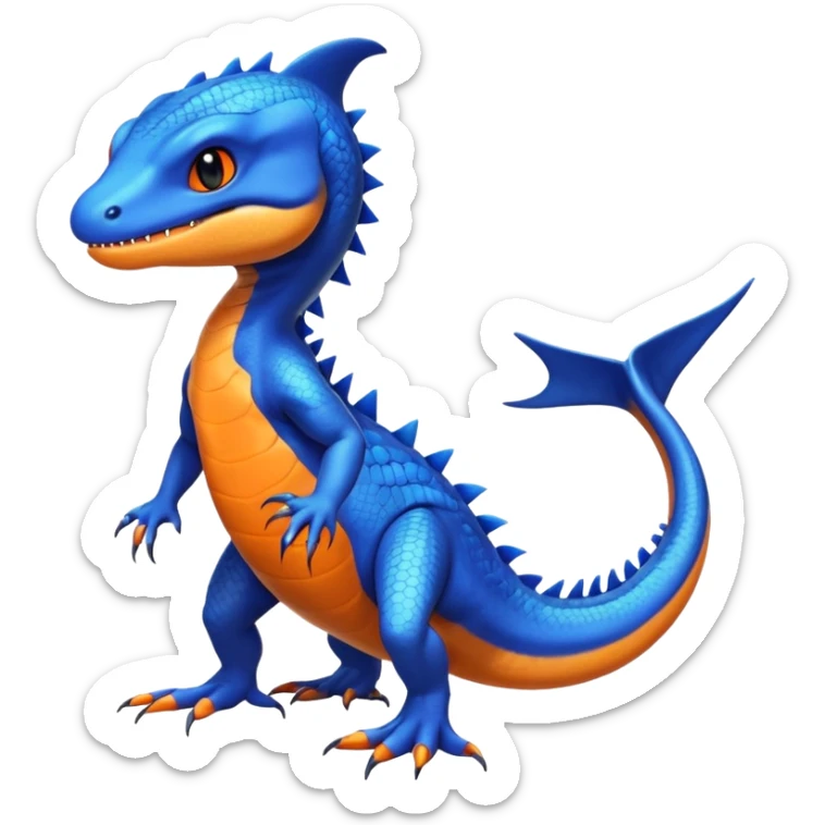 Orca-dragon-reptile-reptilian-lizard-skink-gecko-Digimon-Fakémon-hybrid full body, two legs, arms, tail sticker