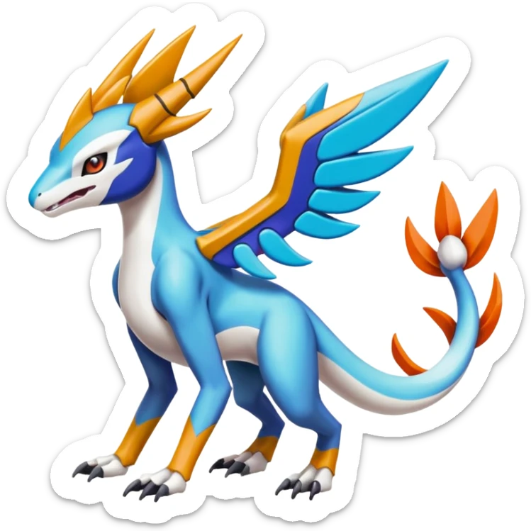 Colorful Meloetta-Latios-Wargreymon-Sergal-Pokémon-Digimon-Fakémon-fusion-hybrid-creature sticker