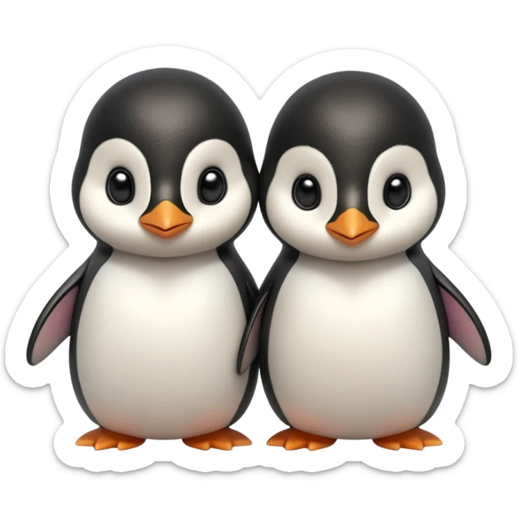 Isolated, highly detailed illustration of the most incredibly cute baby penguins side by side, 
figurine imaginable, toy style. sticker