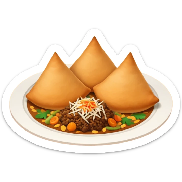 Uzbek cuisine humanless avatar in bright emoji-style illustration. Classic dishes like plov and samsa, warm golden and earthy tones, simple shapes, flat design, high contrast, friendly and appetizing. sticker