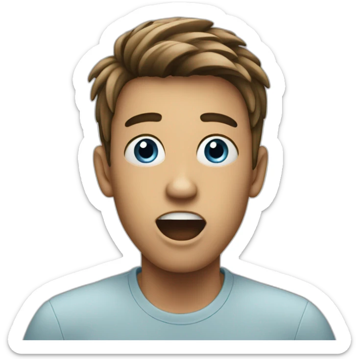 An emoji of a surprised teenager with a blue face. sticker