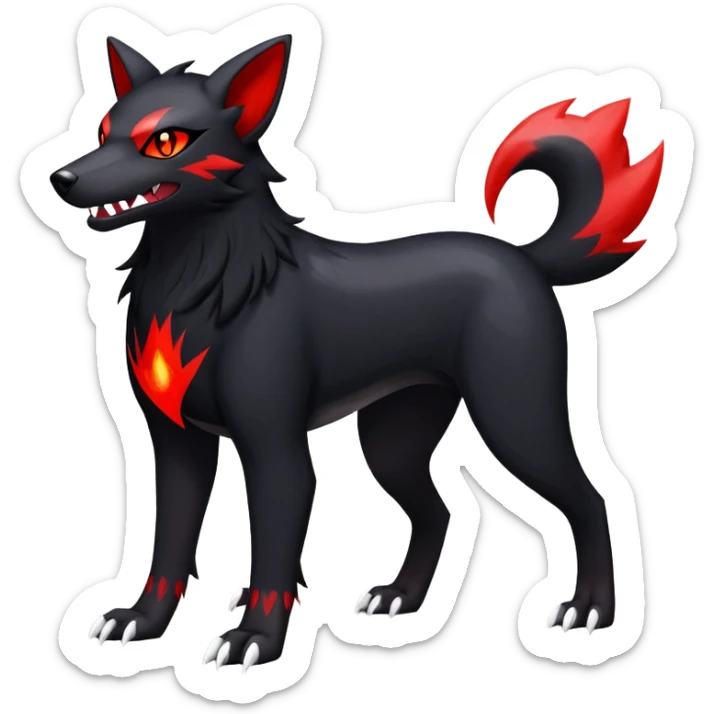 Shiny Exotic Excessive Mysterious Houndour-Poochyena-Pokémon-Fakémon-hybrid-creature (full body) sticker