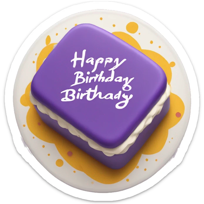 Purple Colored bento birthday with frosting and written on the cake "happy birthday in calligraphy  sticker