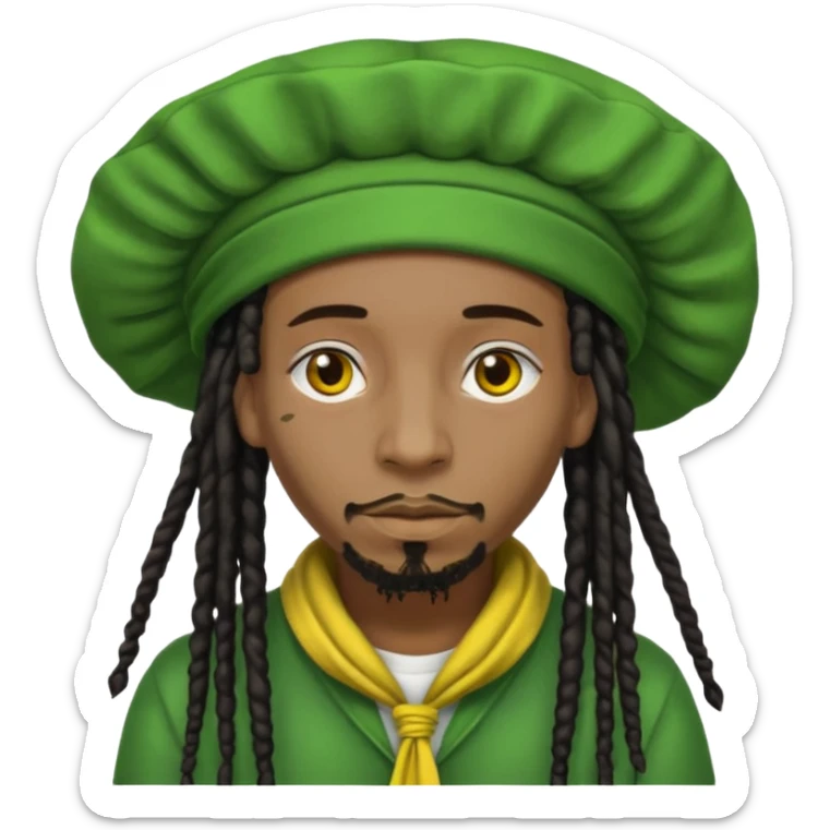 Jamaican dreads with a Jamaican bonnet no person just the hair sticker