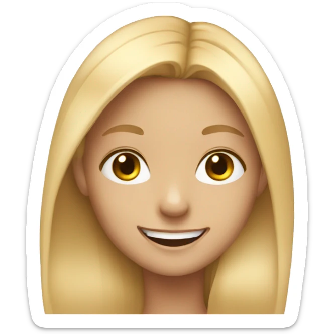 smiling girl with long blonde hair  sticker