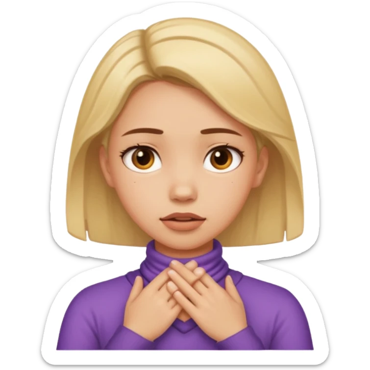 a girl with her hands around her neck pretending to choke her self with a struggling look on her face sticker