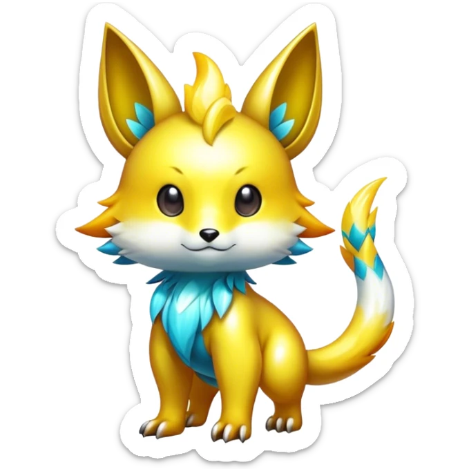 Cute cool shiny colorful fantasy animal hybrid Fakemon full body sticker