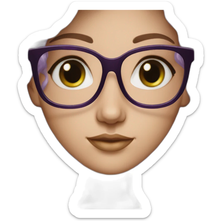 white-girl-purple-wavy-hair-green-eyes-square-glasses sticker