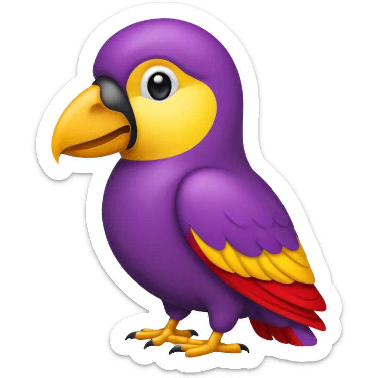 emoji de papagayo morado, rojo y amarillo (sin otros colores) sticker