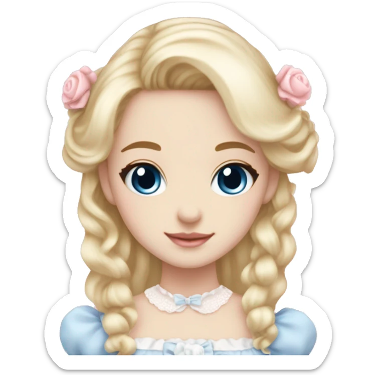 sweet lolita blond hair blue eyes white skin light pink dress sticker