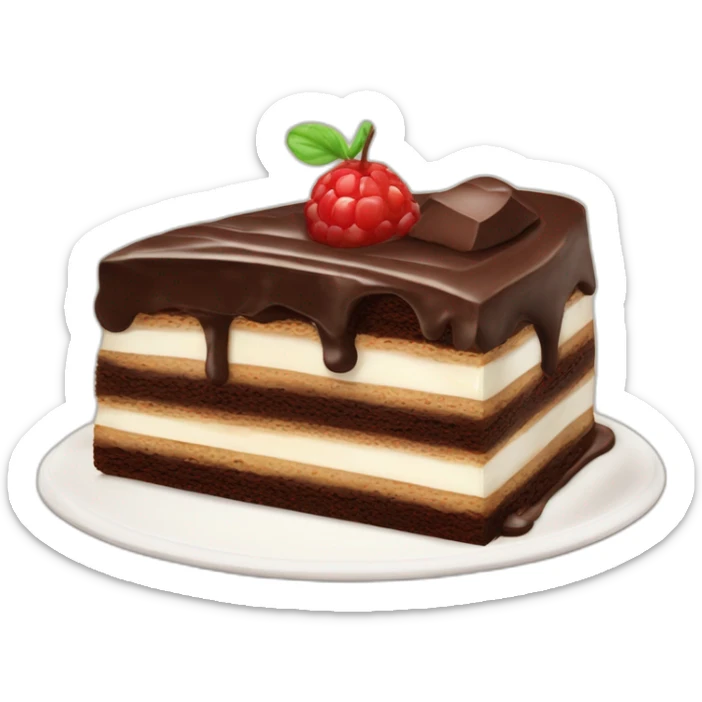 torta ripiena di crema coperta di cioccolato e panna intorno sticker