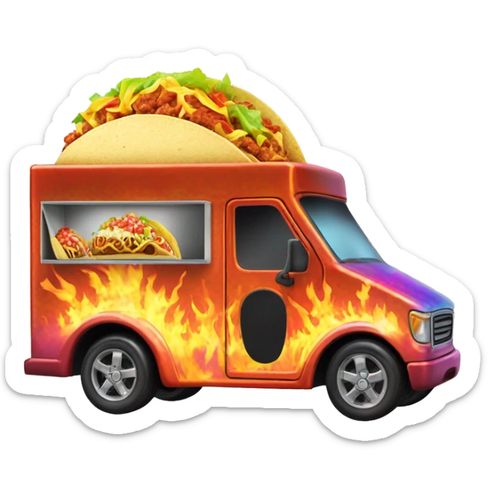 Fiery hot holographic hot wheel food taco hot salsa truck sticker