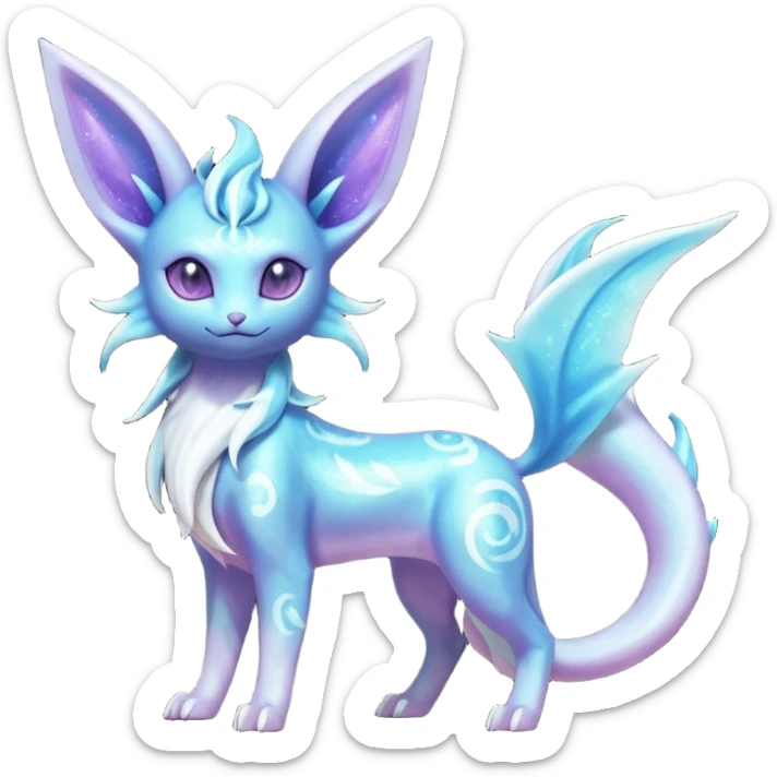 Shiny Iridescent Nebulae Espeon-Lumineon-Vaporeon-Amaura-Glaceon-Dragonair-Fakémon-hybrid-creature (full body)  sticker