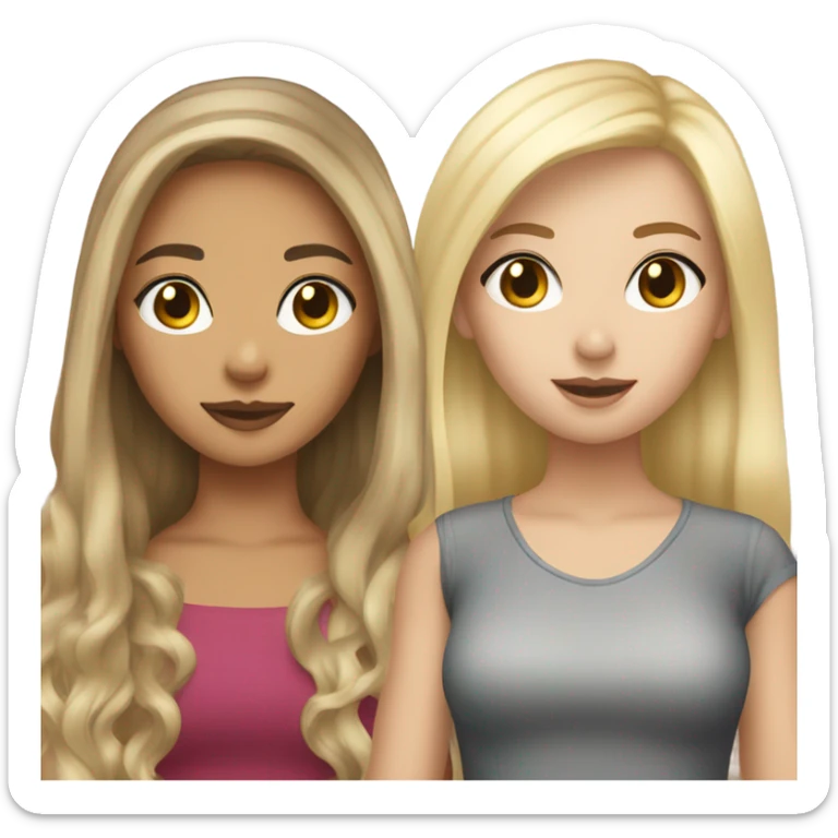  Brunette hair girl and a blonde haired bestie  sticker