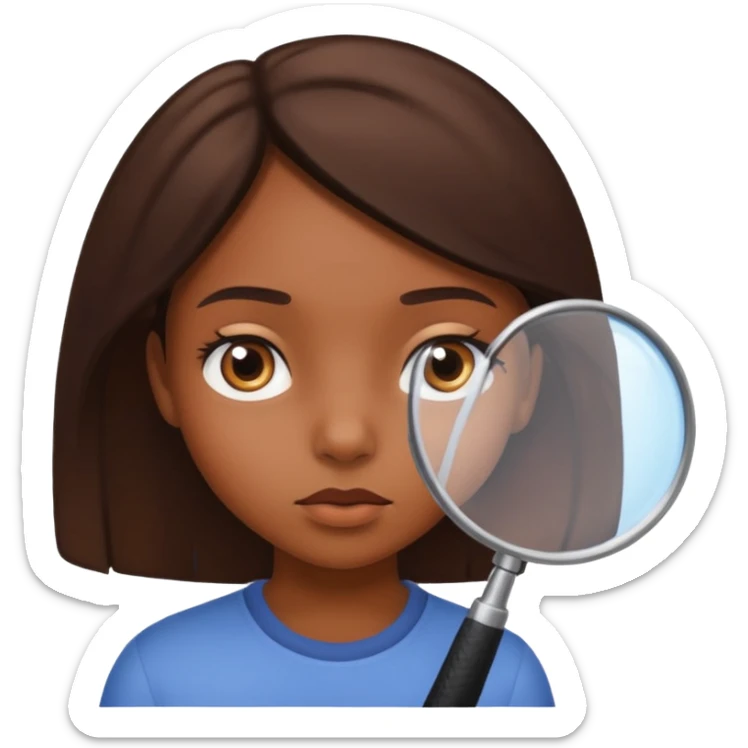 chica investigando sticker