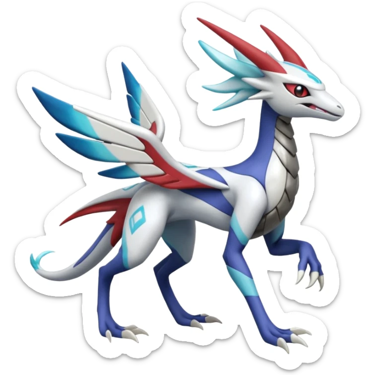 Meloetta-Sergal-Latias-Palkia-Dialga-hybrid-fusion-Fakémon-creature, full body sticker