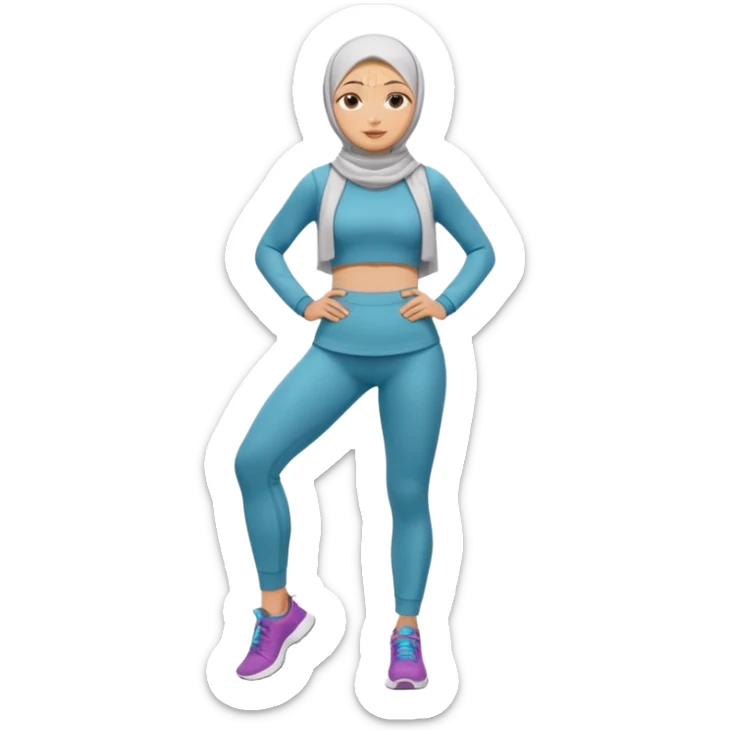 High resolution full body of a girl wearing a hijab and is a fitness trainer sticker