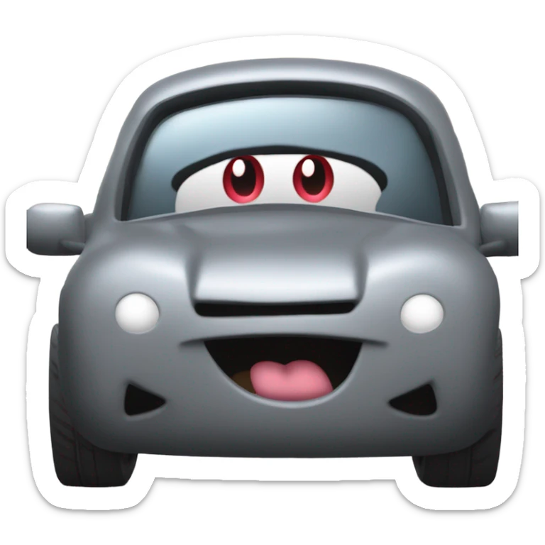 Metal cute mad Kirby Gray ball driving on car wheels with mad eyebrows game sticker