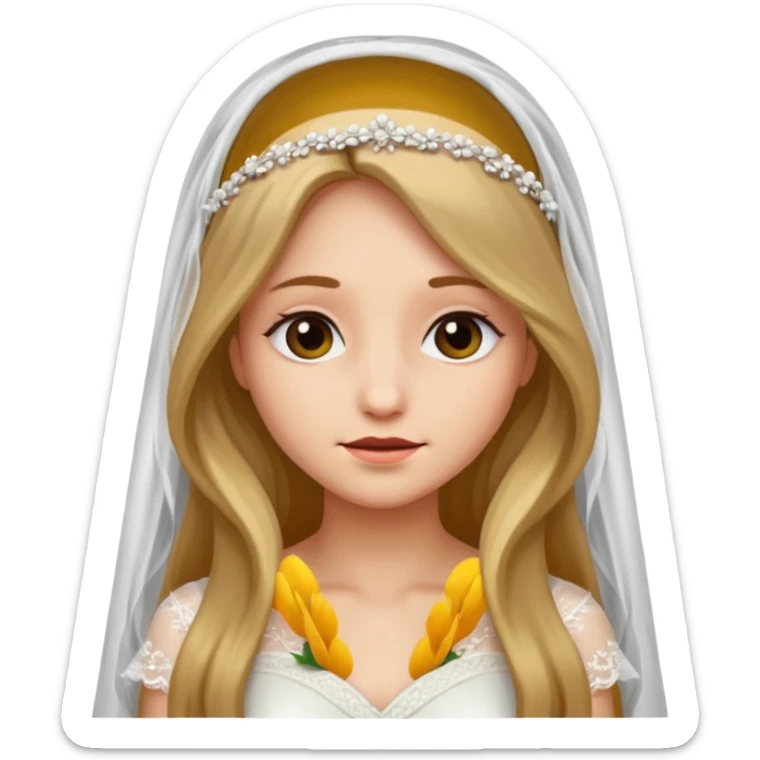 beautiful girl with long hair getting married veil covering face emoji ios 18 sticker