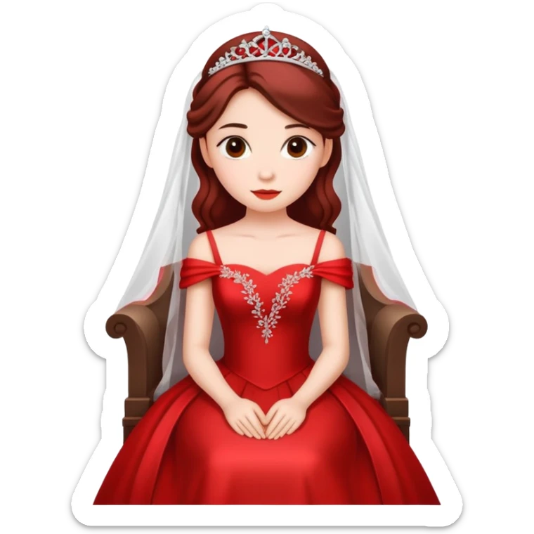 A beautiful girl wearing a red wedding dress sitting sticker
