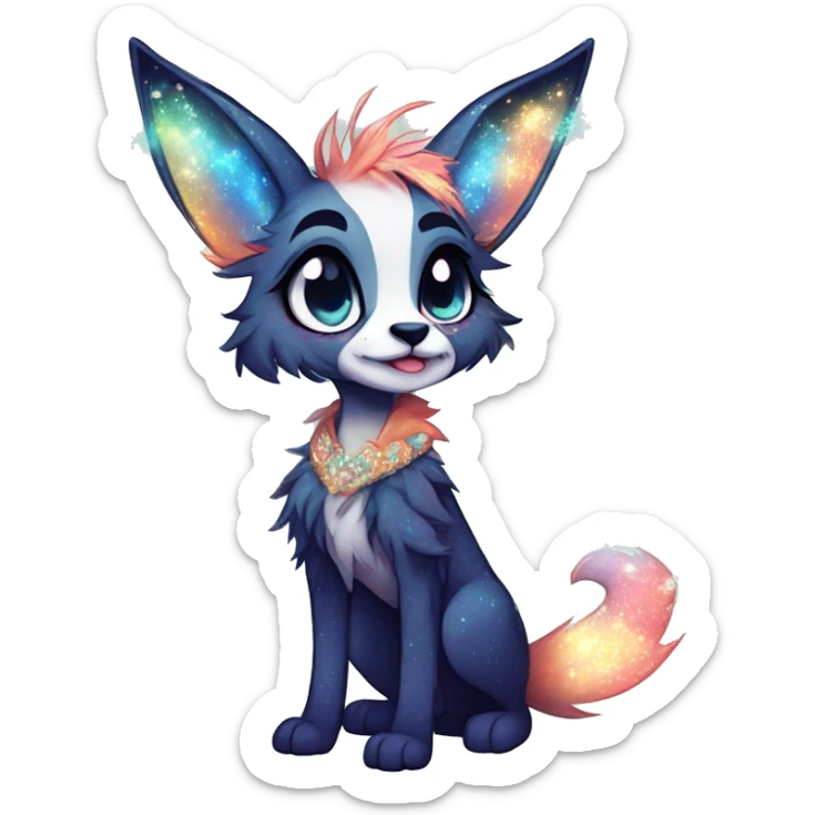 Cool cute Kawaii edgy fantasy animal sparkle fursona Fionbri by griffsnuff & LiLaiRa & Falvie full body sticker