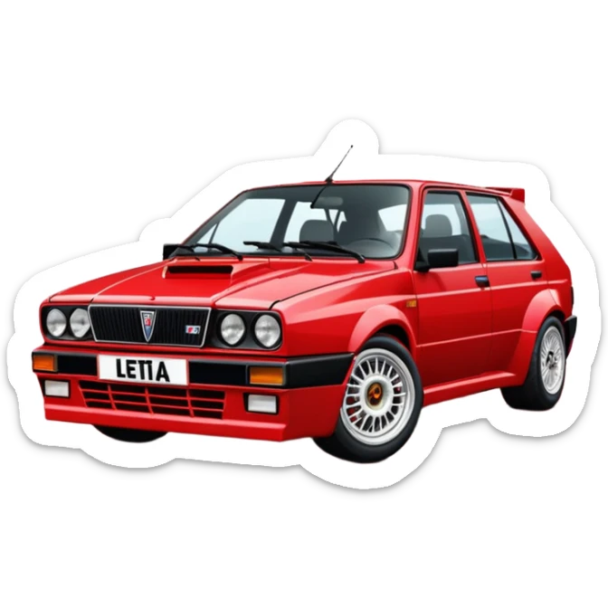 Please make an emoji of a Lancia delta hf integrale 8v fully stock make it as realistic as possible sticker