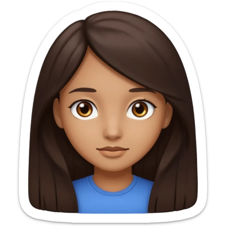 emoji of a girl with long dark brown hair, dark brown eyes, and light brown skin sticker