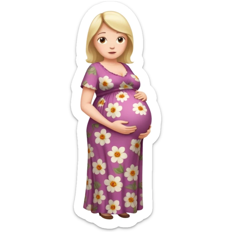 very heavily pregnant overdue woman with very  very big and large belly  sticker